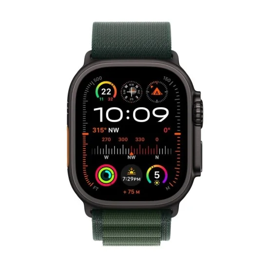 Apple Watch Ultra 2 Gps + Cellular 49Mm Black Titanium Case With Dark Green Alpine Loop - Large